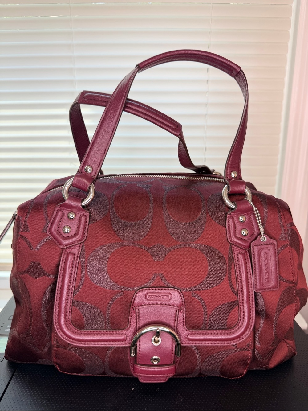 Coach Signature Satchel in Burgundy and Deep Red - Picture 7 of 15
